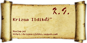 Krizsa Ildikó névjegykártya